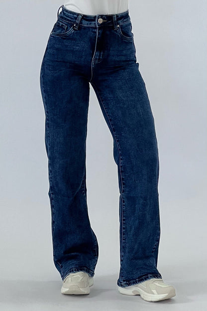 Andra – Blugi Wide Leg, culoare Albastru Regal