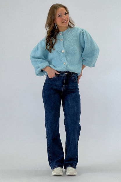 Andra – Blugi Wide Leg, culoare Albastru Regal