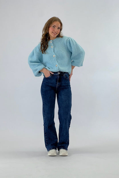 Andra – Blugi Wide Leg, culoare Albastru Regal