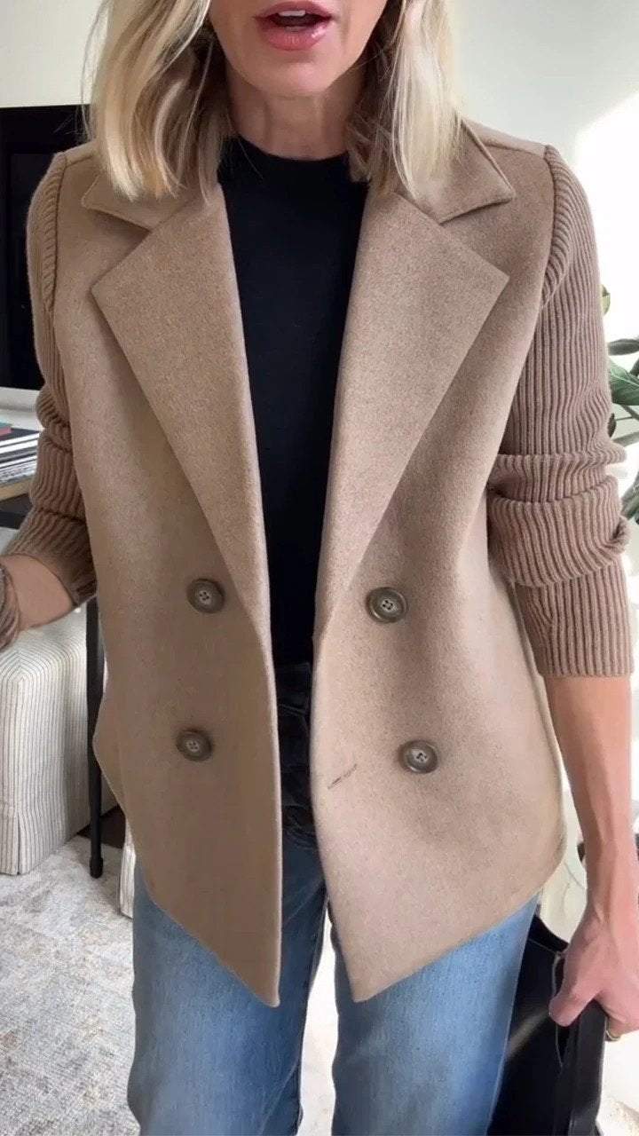 Freya - Blazer Elegant cu Mâneci Tricotate