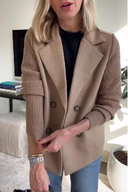 Freya - Blazer Elegant cu Mâneci Tricotate