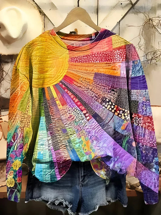 Quirine - Hanorac cu colaj colorat al soarelui