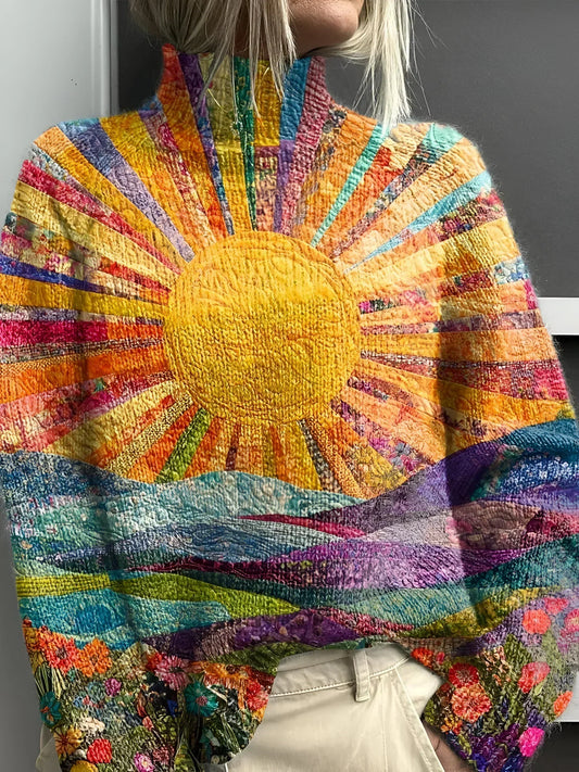Simone - Pulover Colorat și Vesel cu Guler Înalt