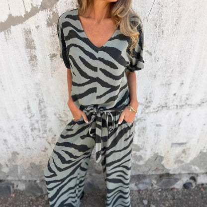 Evelina | Bluză și Pantaloni cu Model Zebra