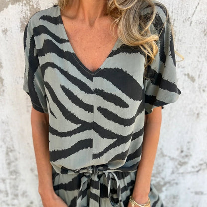 Evelina | Bluză și Pantaloni cu Model Zebra