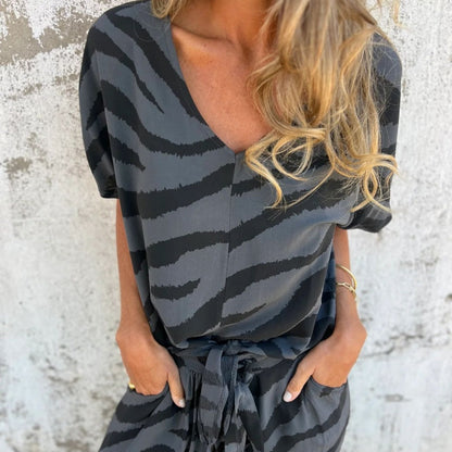 Evelina | Bluză și Pantaloni cu Model Zebra