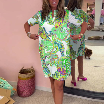 Amber | Rochie Colorată cu Imprimare și Decolteu în V