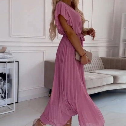 AMANDA - ROCHIE MAXI PLISATĂ CU DECOLTEU ÎN V ELEGANT