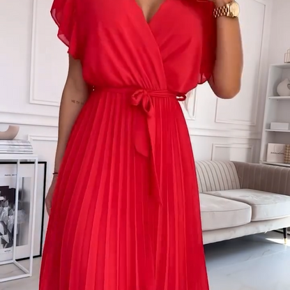 AMANDA - ROCHIE MAXI PLISATĂ CU DECOLTEU ÎN V ELEGANT