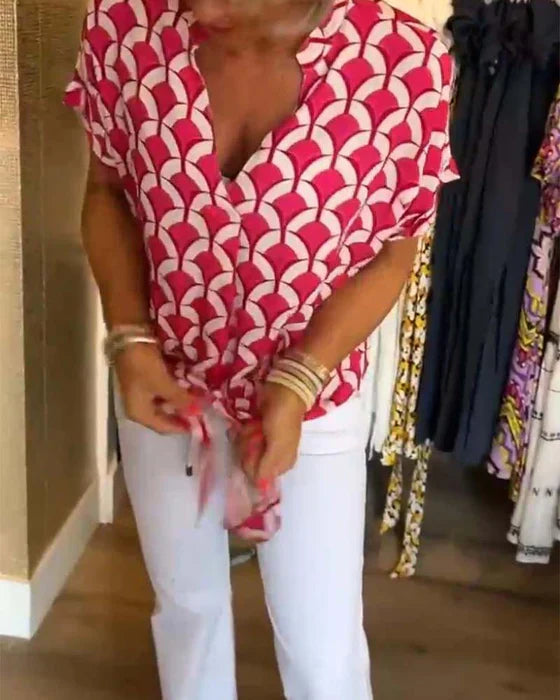 Audrey | Top Casual cu Imprimare și Decolteu în V