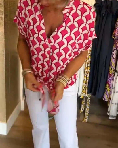 Audrey | Top Casual cu Imprimare și Decolteu în V