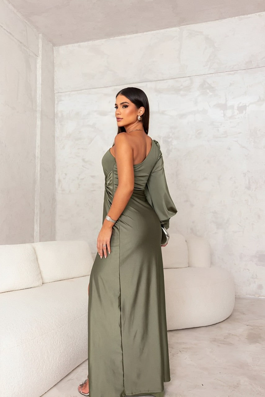 Naida - Rochie lungă fără mâneci cu fanta înaltă